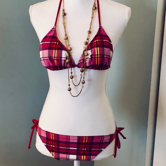 pink plaid bathing suit